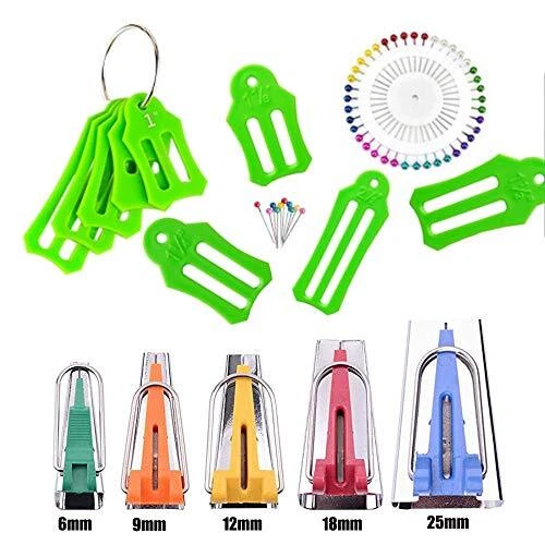 Set of 15 Size Fabric Bias Tape Maker Tools 40 pcs of Multi-Color
