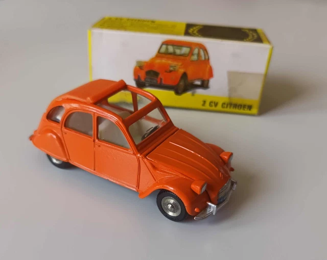 Petite voiture ancienne Citroën 2 CV orange Dinky Toys en boîte refperso 187