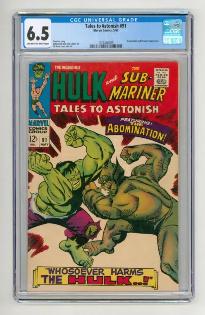 Tales to Astonish #91 CGC 6.5 Hulk Versus The Abomination