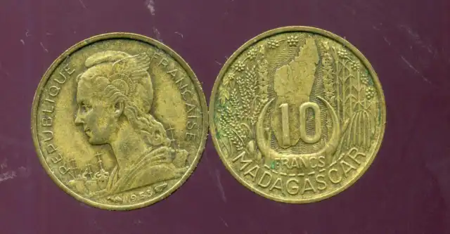 MADAGASCAR   10  francs  1953