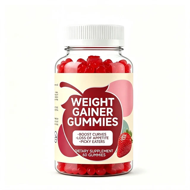WEIGHT GAIN GUMMIES 60 Count Chewable Vitamin Fitness Food Supplements ...