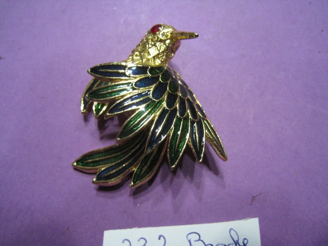 Broche Oiseaux En Métal Doré N°230 - Bijou Vintage D'occasion, à Collectionner Ou à Porter