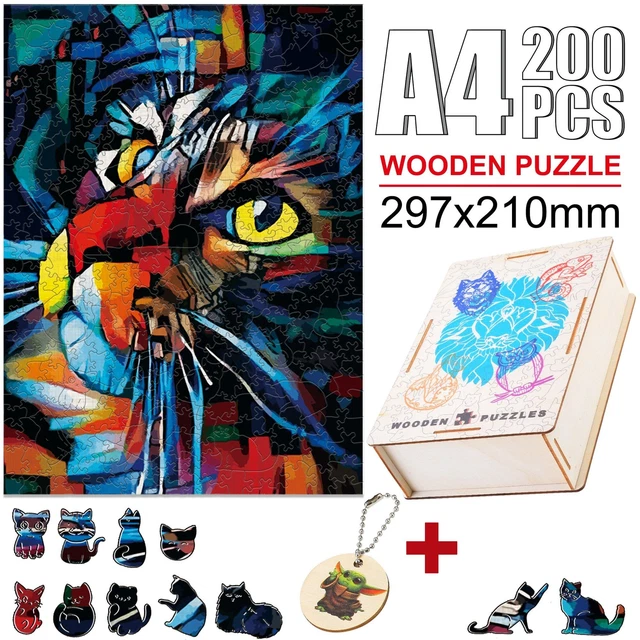 Mysterious Kitty Animal Jigsaw Puzzle Game Charming Wooden Kids Intellectual Toy