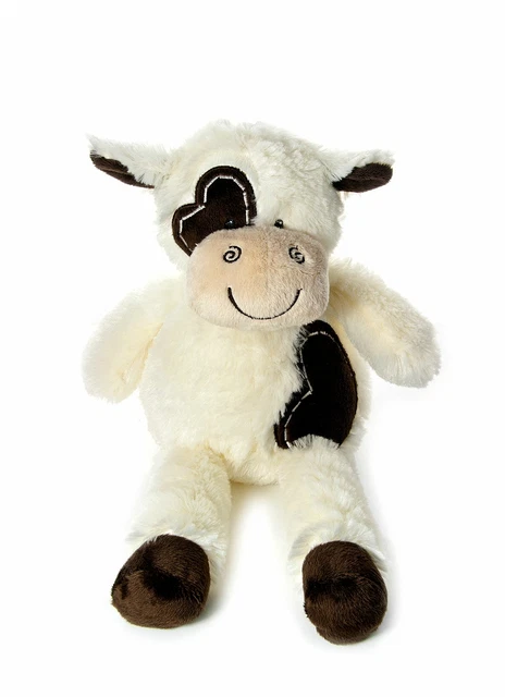 Animal En Peluche Vache - Doux Et Câlin - Compagnon Réconfortant Pour Enfants - Taille 26x20x14 Cm - Couleur Blanche