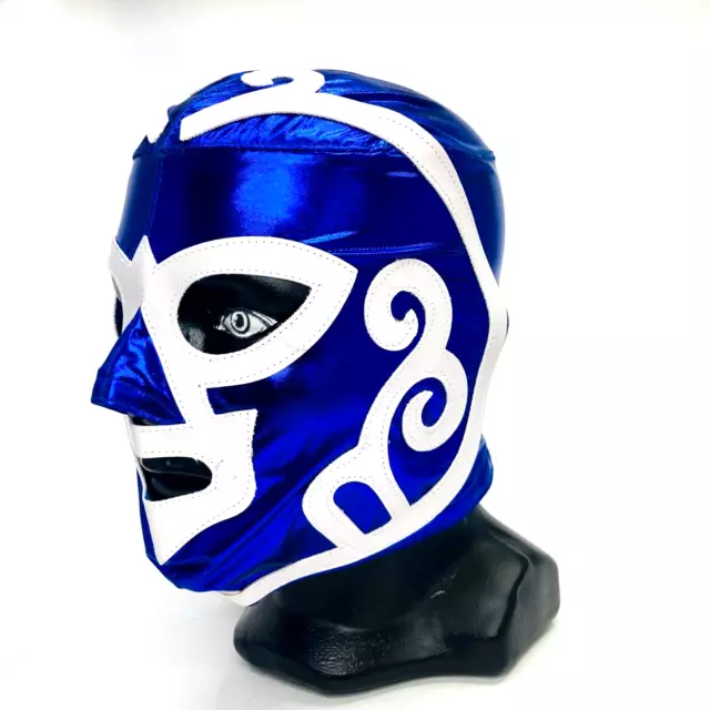 Huracán Ramírez Pro Lycra Luchador Disfraz Máscara Azul y Blanco Colores