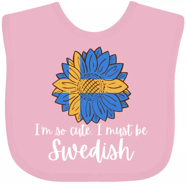 Inktastic I'm So Cute, I Must Be Swedish Sunflower Sweden Flag Baby Bib Flags