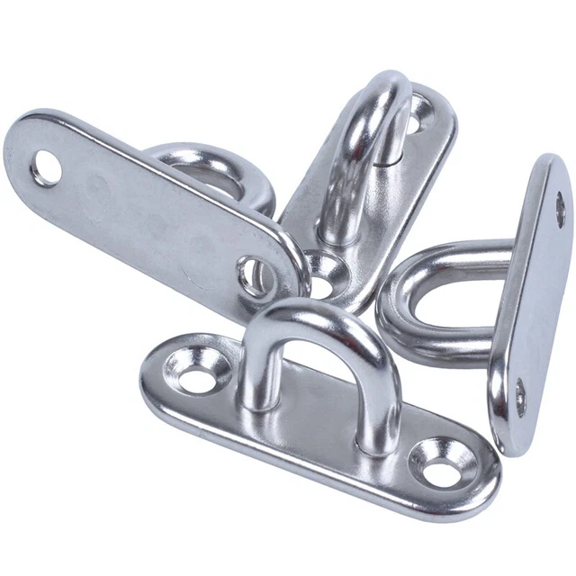 4pcs 5mm 304 Stainless Steel Oblong Pad Eye Plate Staple Hook Z1O1