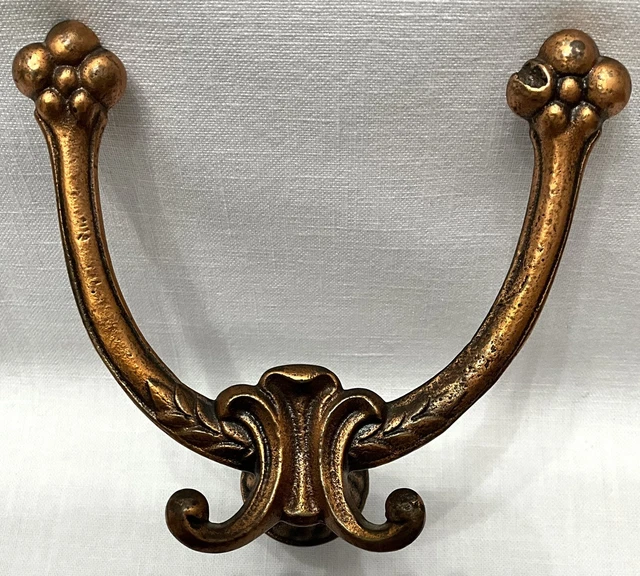 3 Antique Hall Tree Hat Rack Coat Hooks Cast Iron Double Hooks Bronze Victorian 2