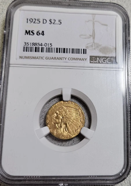 1925-D NGC MS64 $2.50 Gold Indian Head Quarter Eagle