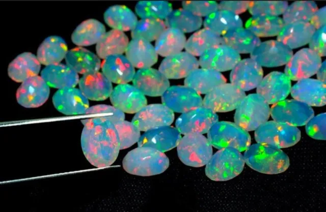 Natural Ethiopian opal Gemstone-welo fire big size 14x10MM faceted oval cut opal