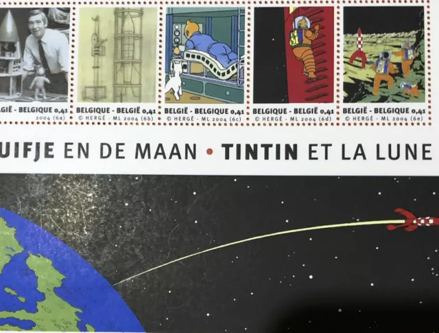 Bloc De 5 Timbres  Belge Belgique Belgie neuf Hergé Kuifje  Tintin et la Lune