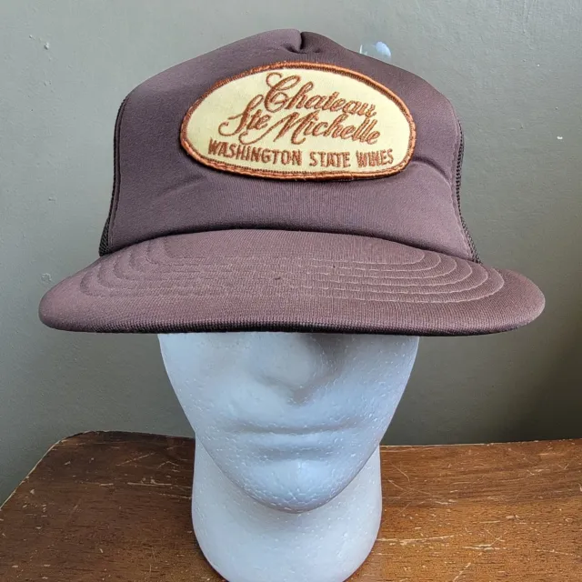 Vintage 1980's Chateau Ste Michelle Winery Washington State Wines Hat Cap Brown