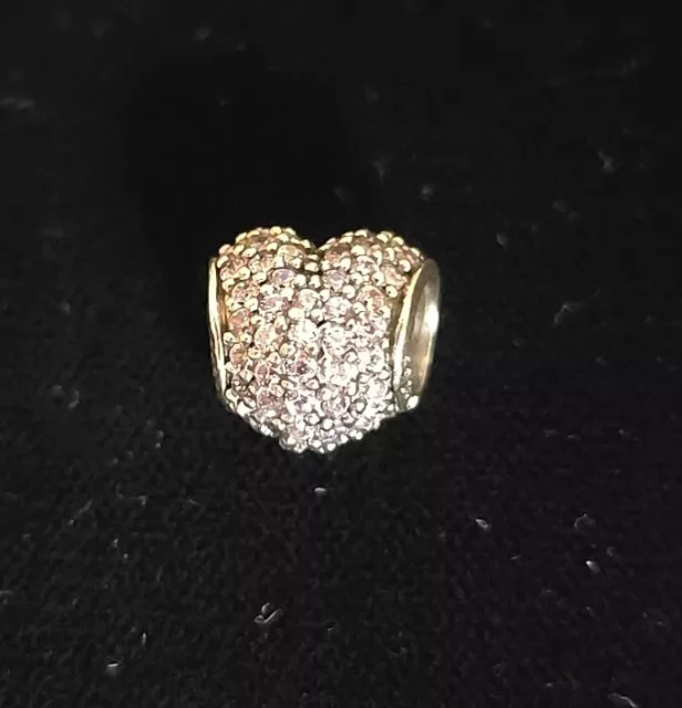 Pandora Pink Pave Open Your Heart Sterling Silver Charm 791052PCZ Retired