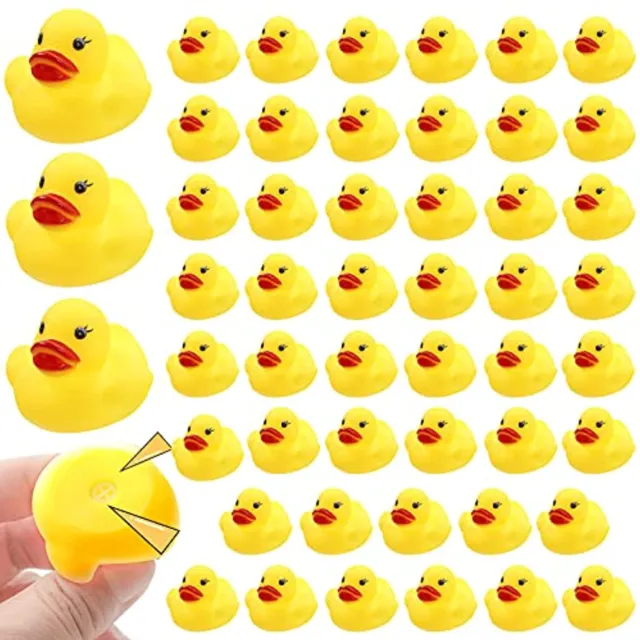 50 Kids Bath Rubber Ducks Yellow Duck Lot Baby Shower Cute Toys Ducky Sound Play