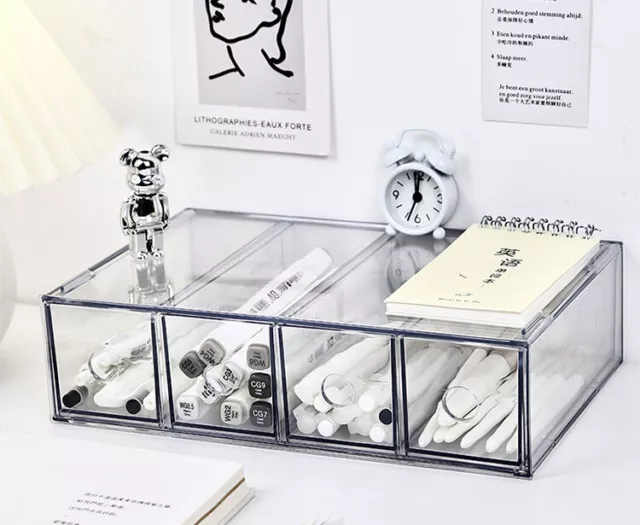 Clear Acrylic Organiser One Layer With 4 Drawers 27x17x7cm Storage Container Box 2