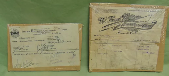 Atlas Powder Co./W. Fred Pepper Vintage Hunt/Fish Invoices, 1927/ 35