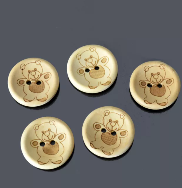 Ours Boutons en Bois Nature Braun 15mm-25mm Bébé Enfants Oursons Bear