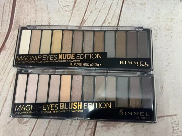 *NEW* 2x RIMMEL LONDON MAGNIF'EYES 1x NUDE & 1x BLUSH EYESHADOW PALETTE