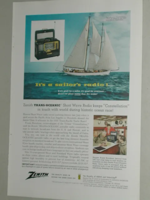 1956 ZENITH Trans-Oceanic Radio advertisement, Zenith T-O shortwave radio