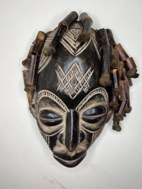 hand carved Chokwe Mask Mwana Pwo with Stand African Art 12" X 7"