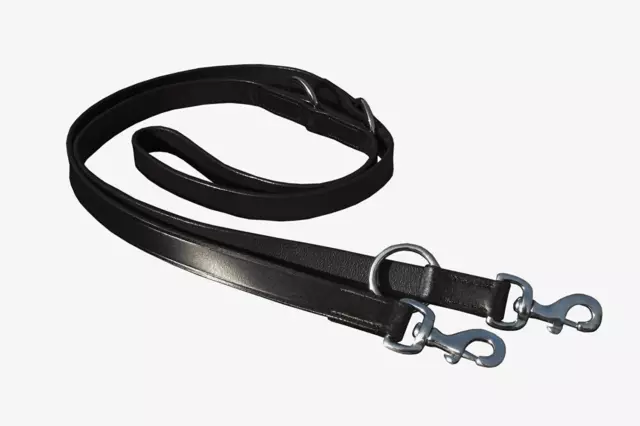 Police Style Tracking Training Leather Dog Lead, Black Color In Chrome Fittings