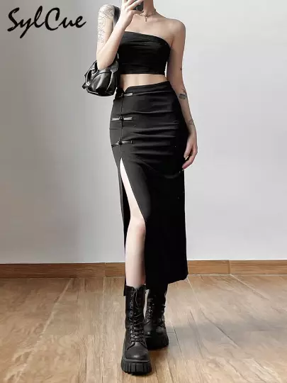 Women Techwear Rock Röcke Damen Tech Wear Cyberpunk Gothic Emo Punk Ravewear