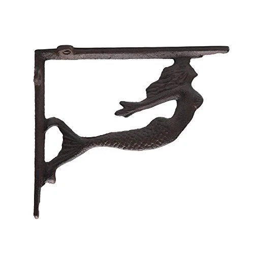 BRASSTAR 2PCS Rustic Cast Iron Fish Shelf Brackets Nautical Wrought Iron Soar