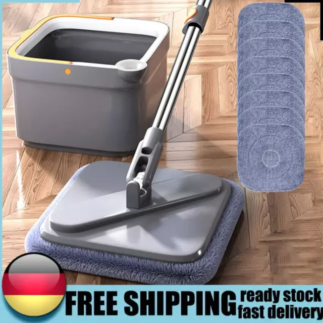 Hand-Free Lazy Squeeze Mop Square Mop Water Separation 360 Rotating with Bucket