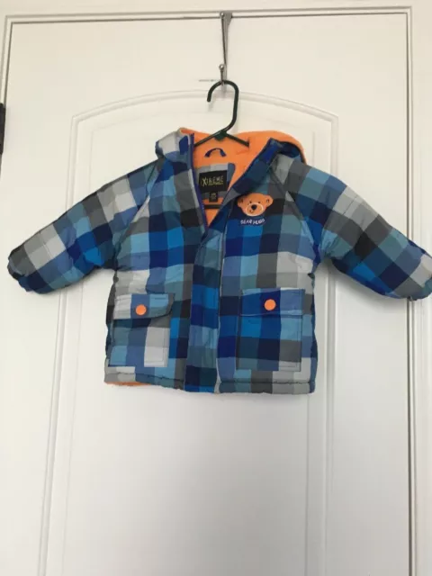 iXtreme Toddler Boys Child Blue Plaid Puffer Jacket Coat Zip Up Size 24 Months