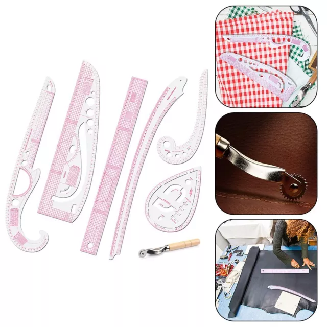 Essential Sewing Ruler Kit 7 Piece Set for Clothing Patterns and Design