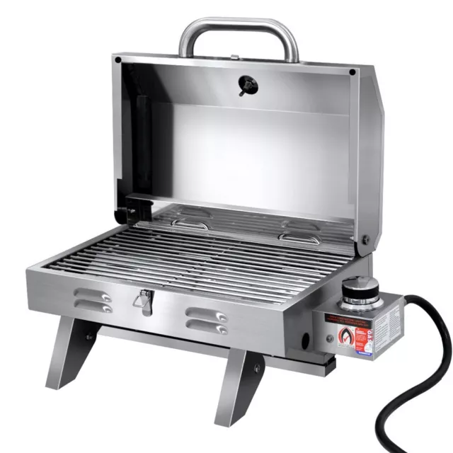 Portable Gas BBQ Grill Camping Outdoor Caravan Cooking LPG Hose Barbecue Cooker