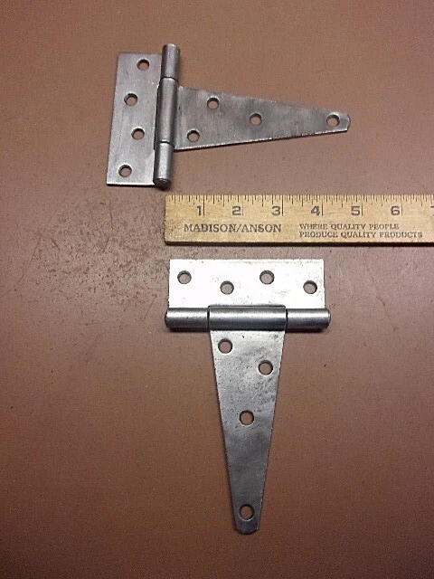 2 Pair of Hinges 15" Strap Hinges & 5" T-Hinges Garden Gate Barn Door Cabin Etc 6