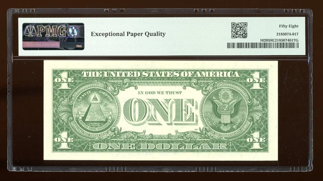 DBR $1 1957-A Silver Fr. 1620 KA Block PMG 58 EPQ Serial K55155931A 2