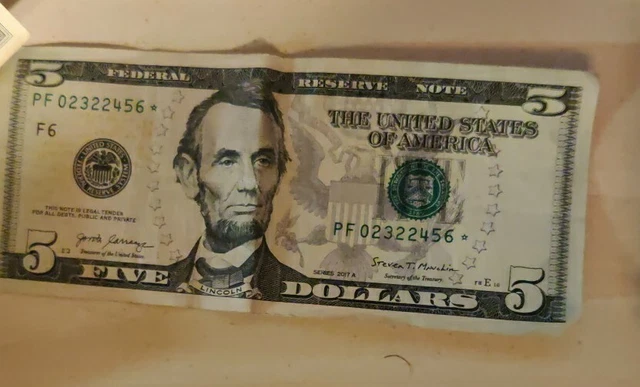 RARE! $5 Dollar Bill STAR NOTE 2017A Series