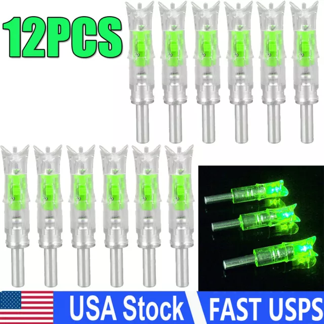 12Pcs Lighted Nocks for Crossbow Bolts .300''/7.62mm Inside Diameter Half Moon
