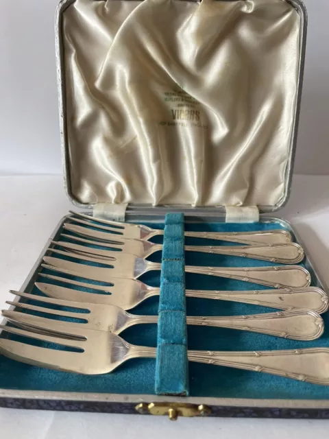 Set of six Cake Forks EPNS Electro Plated Nickel Silver in Original Box