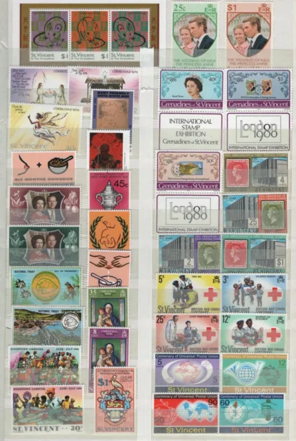 St. Vincent Collection Of 81 Different Mnh Stamps & 1 Miniature Sheet