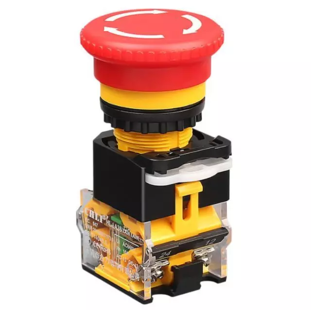 22mm Red E-STOP Switch Emergency Stop Push Button Switch 12-220V