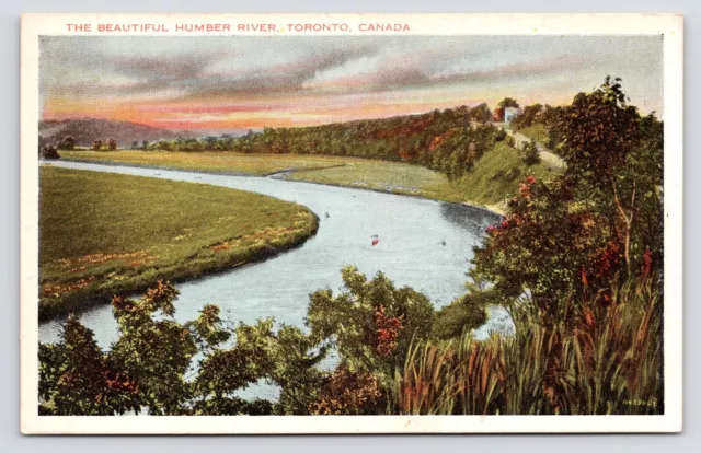 c1920s~Toronto Canada~Humber River Bend~Aerial View~Valley Panorama~Vtg Postcard