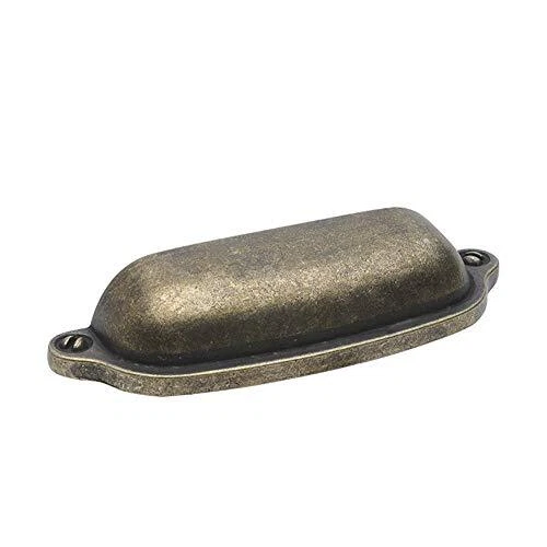 Antique Brass Cup Handle Pulls - 3 Inch (10 Pack)