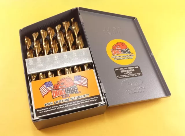 29 Pc Cobalt Drill Bit Set M42 Cobalt Round Shank Lifetime Warranty Drill Hog® 2