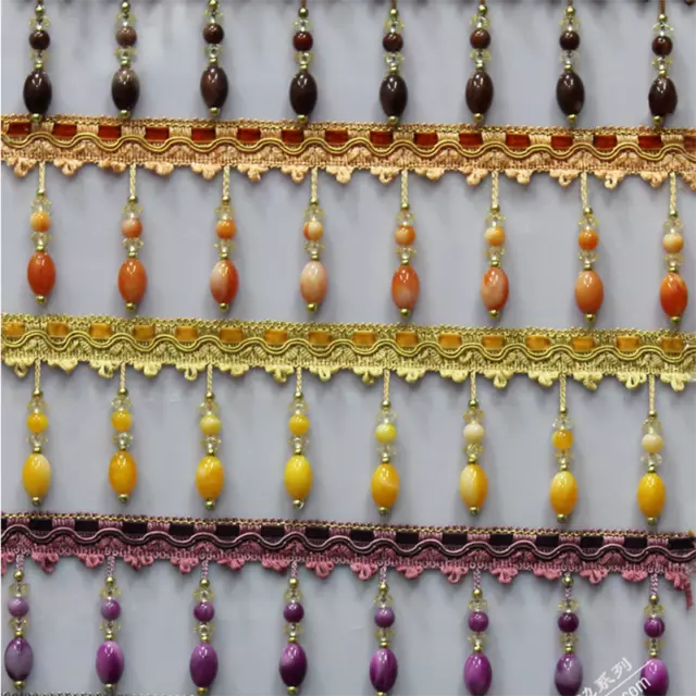 Acrylic Beaded Lace Curtain Sewing Tassel Fringe Upholstery Ribbon Trim 1M