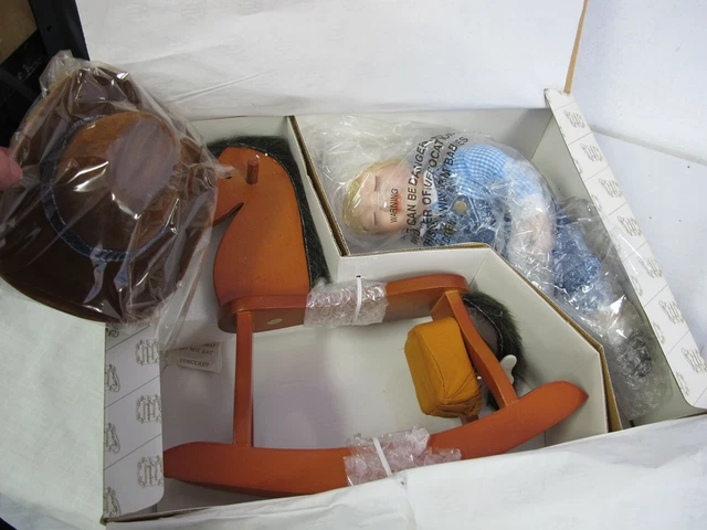 Porcelain Boy Doll Tex With Musical Rocking Horse Heritage Signature