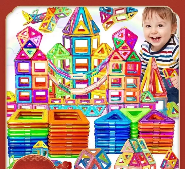 100PCS Magnetic Building Blocks Set Construction 3D Tiles DIY Toys For Kids