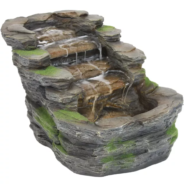 Shale Falls Outdoor Water Fountain with LED Lights - 13.75 in by Sunnydaze