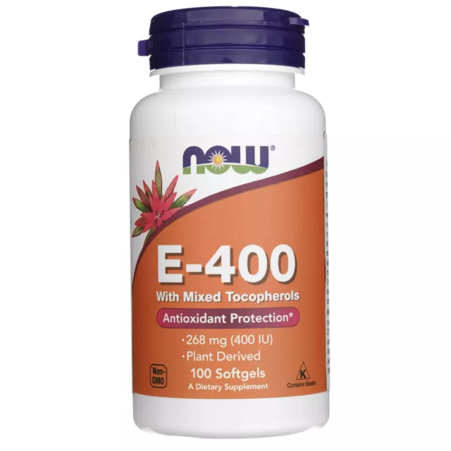 Now Foods Vitamine E-400 (tocophérols mixtes), 100 capsules