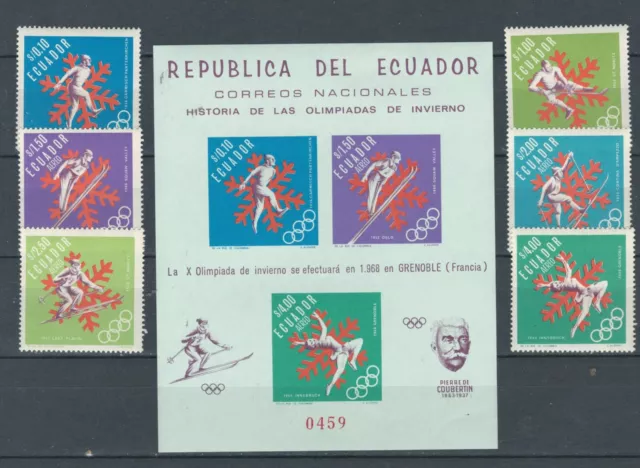 Ecuador Latin America Winter Olympics Set  Stamps & Souvenir Sheet Lot (La 551 )