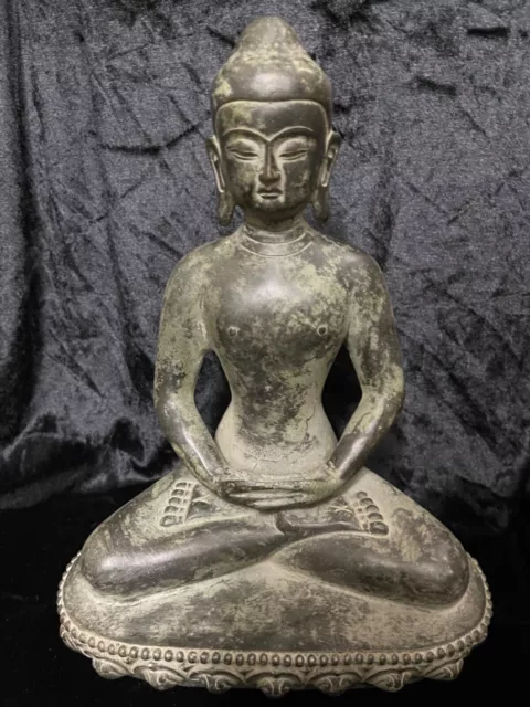 Old Ancient Antique Bronze Shakyamuni Buddha statue South East Asian Art