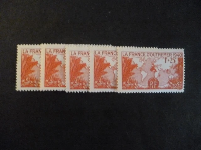 Tp France Neuf **  1940 N° 453 Lot De Cinq  Cote 20 €
