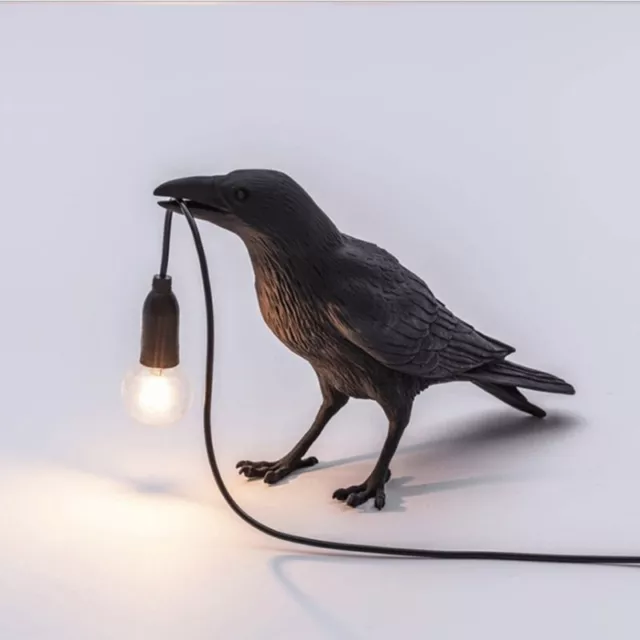 Resin Bird Desk Lamp Bedroom Raven Table Lamp Light Art Deco with 110V LED Bulb